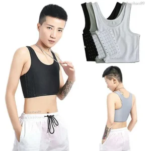 Womens Shapers Lesbian Sportwear Chest Breast Binder Trans Crop Top Flat Les Corset Stretch Body Shaping Buckle Tomboy Bra 4 Tank