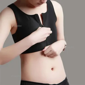 Breast Binder Vest Tomboy Lesbian slim corset bra Undershirt Flatten breast Shapers casual comfort Zipper Short Tops Y200710