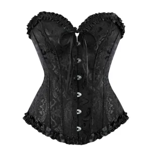 Sexy Bustiers And Corsets Floral Lace Tops For Women Vintage Corset Gothic Overbust Satin Jacquard CorsetXJ250304