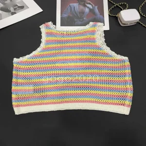 womens summer knit tee designer top with letter pattern female milan runway tops skim cotton t-shirt clothing high end multicolor pullovers sweater23ess