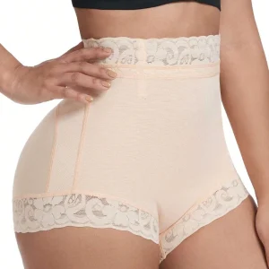 Ergonomic Athletic High Waist Bikini Briefs Featuring Soft Stretch Cotton Blend With Floral Edge Design